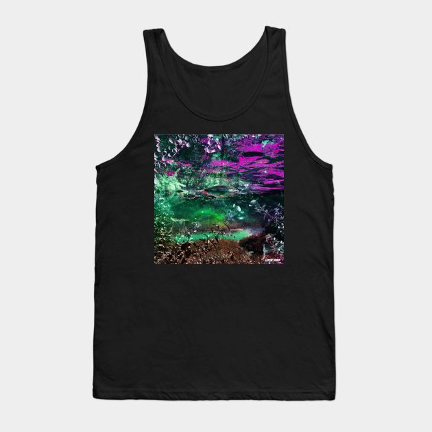 the magical landscape in mexican waterscape ecopop collage art Tank Top by jorge_lebeau